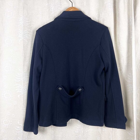 Military-inspired blue knit jersey blazer vintage Talbots - Picture 5 of 9